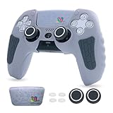 ECHZOVE PS5 Controller Cover Case – 30th Anniversary Limited Edition Protective Silicone Skin for PlayStation 5 Controller, Anti-Slip, Sweat-Resistant, Shockproof Grip Case (Light Grey)