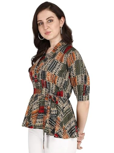 Image of OM SAI LATEST CREATION Women Solid Western Top with Half Sleeves for Office Wear, Casual Wear, Top for Women.