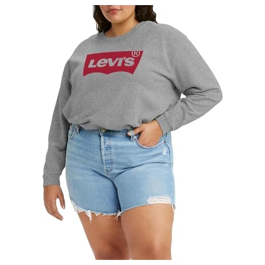 Levi's Plus Size Dam Pl Graphic Standard Crew Sweatshirt, Crew Core Batwing Ii Starstruck Heather Grey, XL