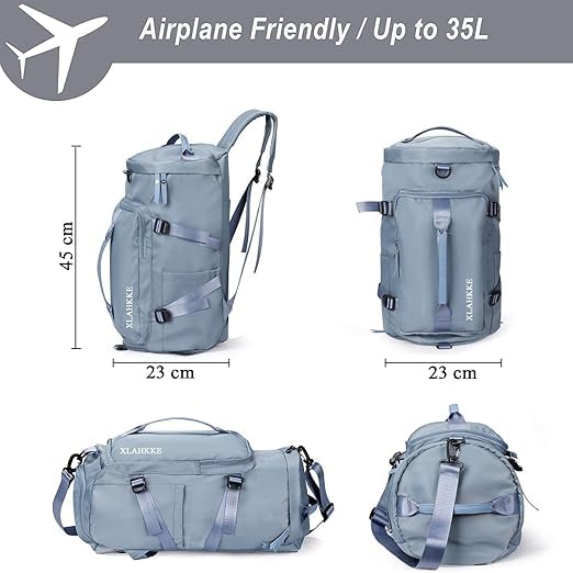 Image of 28L Polyester Gym Duffel Shoulder Bag for Women Men for Sports, Waterproof Dufflebag with Shoe and Wet Clothes Compartments Travel Backpack Workout Carry On Weekender Colour-Dark Blue