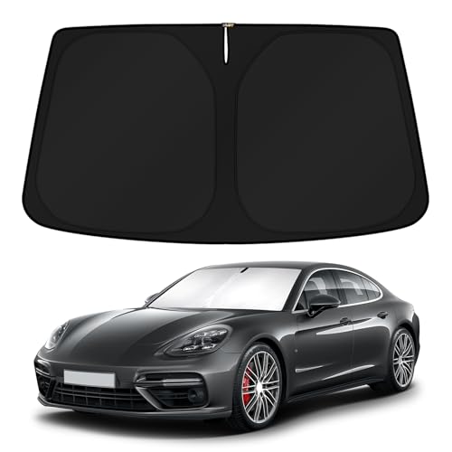 Image of KUST Windshield Sun Shade for 2017-2024 2025 Porsche Panamera Sedan Accessories Custom Fit Sunshade Sun Visor Protector Foldable Blocks UV Rays Keep Your Car Cooler