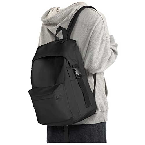 UPPACK Black Backpack Lightweight Backpack for College Women Bag for Men Cute Aesthetic Backpack for Women Waterproof Casual Daypack for Men