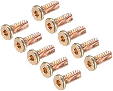 sourcing map M8x60mm Furniture Screw Hex Socket Machine Screws Zinc Plated Fasteners Bolts Full Thread Carbon Steel 10Pcs