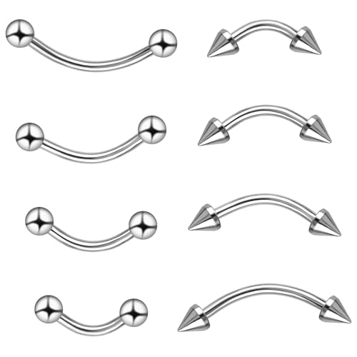 HaiFafafaing 8pcs Eyebrow Piercing Jewelry 16g Curved...