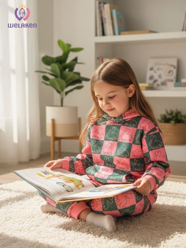 Image of WELAKEN Girls and Toddlers' Pullover Printed Hoodie Sweatshirt with Kangaroo Pocket