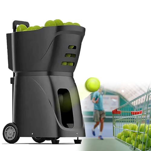 Dfdieratve MáQuina de Pelotas de Tenis, Lanzador AutomáTico de Pelotas de Tenis, Control Remoto por TeléFono Inteligente, Capacidad de hasta 100 Pelotas, PortáTil,Black
