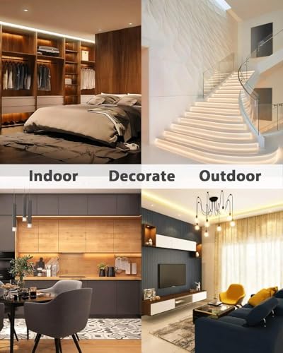 Image of 16.4 Feet Neon LED Strip Lights, with 12V Adapter, Waterproof IP65, Silicone Flexible Rope Light for Home Decor | Led Strip Lights | Neon Lights | Strip Lights | DIY | (WARM-WHITE01)