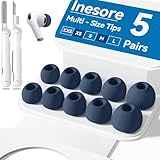 Picture of Inesore 5 Pairs Replacement Ear Tips for AirPods Pro 3 (2025) with Portable Storage Box & Cleaner Pen,Built-in dust Guard Screen Silicone Ear Tips 5 Sizes (XXS/XS/S/M/L)-Blue
