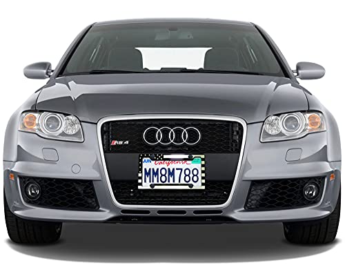 Image of License Plate Frame American Flag, Black Patriotic Plate Frame