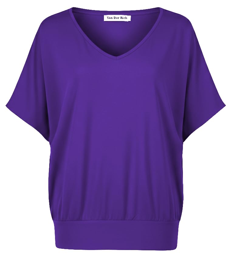 Van Der Rich ® - Tshirt Oversize mit V-Ausschnitt im lässigen Stil - Damen(Violett, XL)