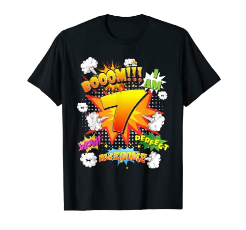 Estilo cómic para niños, 7 años, 7 años. Camiseta