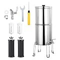 8-Stage 0.01?m Ultra-Filtration Water Purification System, Gravitational Water Filter Stainless Steel Water Tank Water Purifier Countertop System with 4 Filters and Spigot Reduce Fluorine Chlorine