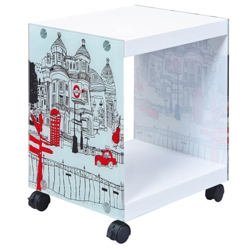 AltoBuy ISLA - Table d'Appoint sur roulettes Motif Londres