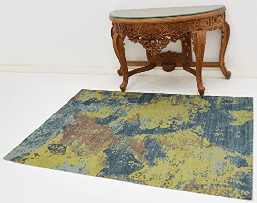 Image of Printed Rug Soft Floor Carpets with Anti Slip Backing for Living Room | Bedroom | Kids Room (Yellow Multi, 5x7 Feet)
