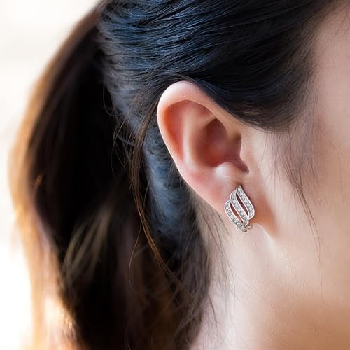 Philip Jones Silver Plated Triple Row Clip On Earrings Created with Zircondia® Crystals - 2