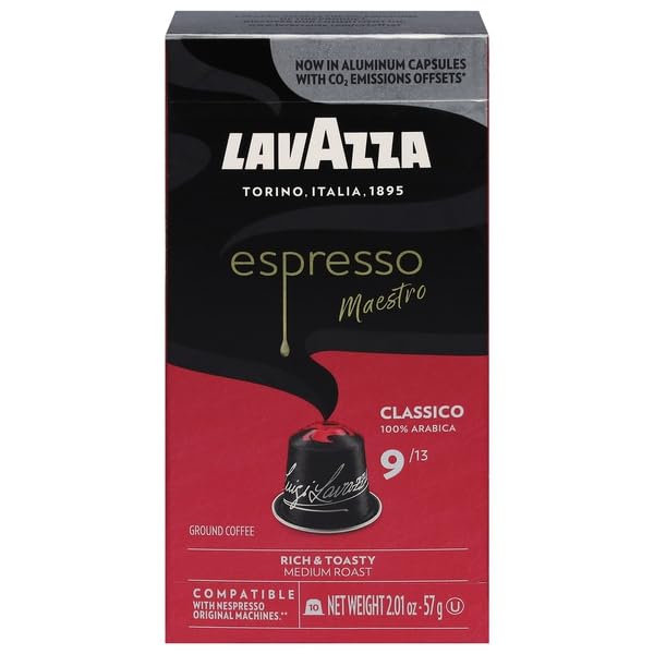Lavazza, Coffee Ground Medium Roast Classico Espresso Maestro 9/13, 10 Count