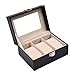Produktbild Logo Dekorative Waren Haushalt Uhrenbox Geschenk-Display Box Aufbewahrungsbox 3 Gitter Uhrenbox (Farbe: schwarz)