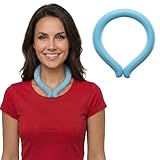 CoolTimeUSA Neck Cooling Tube | Wearable Cooling Neck Wraps for Summer Heat I Hands Free Cold Pack | Reusable Cooler (Blue)