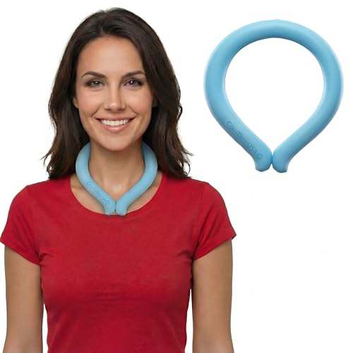 CoolTimeUSA Neck Cooling Tube | Wearable Cooling Neck Wraps for Summer Heat I Hands Free Cold Pack | Reusable Cooler (Blue)