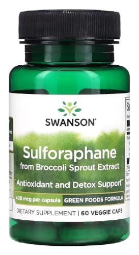 Swanson Sulforaphane 400mcg Sulforafano cápsulas, suporte antioxidante e desintoxicação hepática, 60 cápsulas
