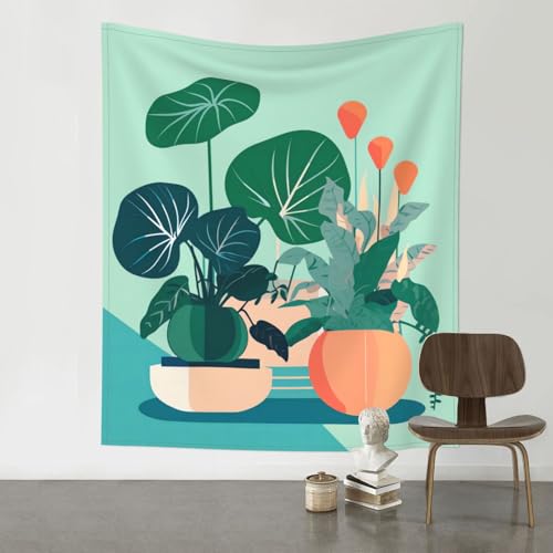 Tapisserie imprimée de plantes vertes tenture murale salon et chambre