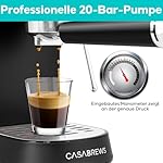Espresso Siebträgermaschine 20 Bar, Edelstahl-Espressomaschine mit professionellem Milchaufschäumer, Klein Kaffeemaschine Espresso für Cappuccino, Latte & Macchiato, 1L Wassertank, Schwarz – Bild 2