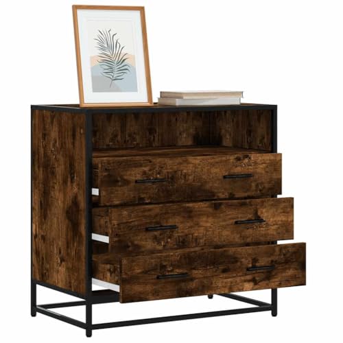 Vetnasa Cómoda de Madera contrachapada Roble Ahumado 70x41x70 cm Mobiliario, Armarios y Almacenamiento, Cajoneras Marrón 27,84 KG