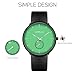 FIZILI Mens Watches Ultra-Thin Minimalist Waterproof-Fashion Wrist Watch for Men Unisex Dress with Leather Band Black Leather Band Dark Green Face Silver Hand