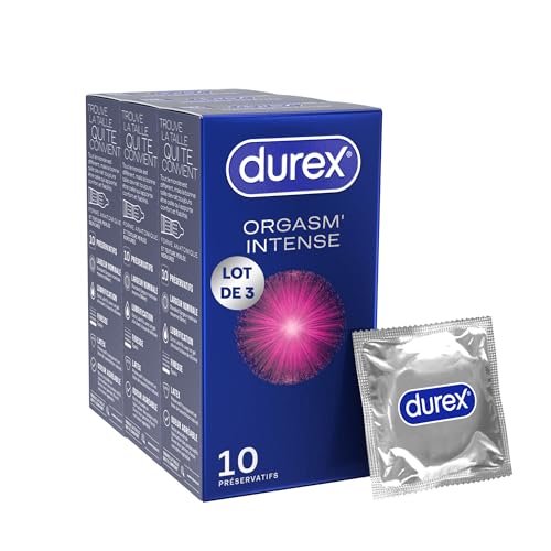 Durex - Durex - 30 Préservatifs Orgasm'intense Extra Lubrifiés Stimulants et Texturés - Avec Gel Desirex - 3x10 unités