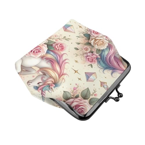 Pu Leather Buckle Coin Purse Magical-Horse-Twinkling-Stars Girls Kiss-Lock Change Purse Wallets3