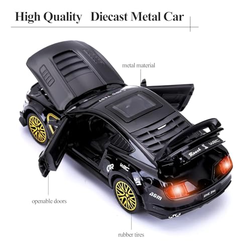 Image of Invite Enterprise 1:32 Mustang GT500 Toy Car Metal Pull Back Diecast Car with Openable Door and Sound Light, Gifts Toys for Kids【 Black 】