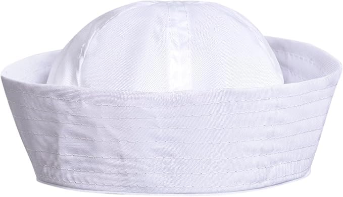 ALVOGIMOR Yacht Captain Hat White Sailor Cap Skipper Hat Navy Marine Sail Hats for Dressing Up Party Costume Accessories
