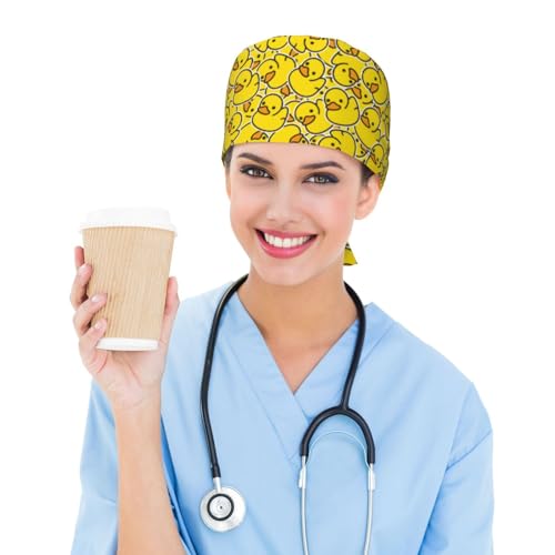 Image of Surgical Caps Men Women, Scrub Cap with Sweatband Adjustable | Tie Back Nurse Cap, Nursing Breathable Working Hat, Scrub Cap, Medical Hats