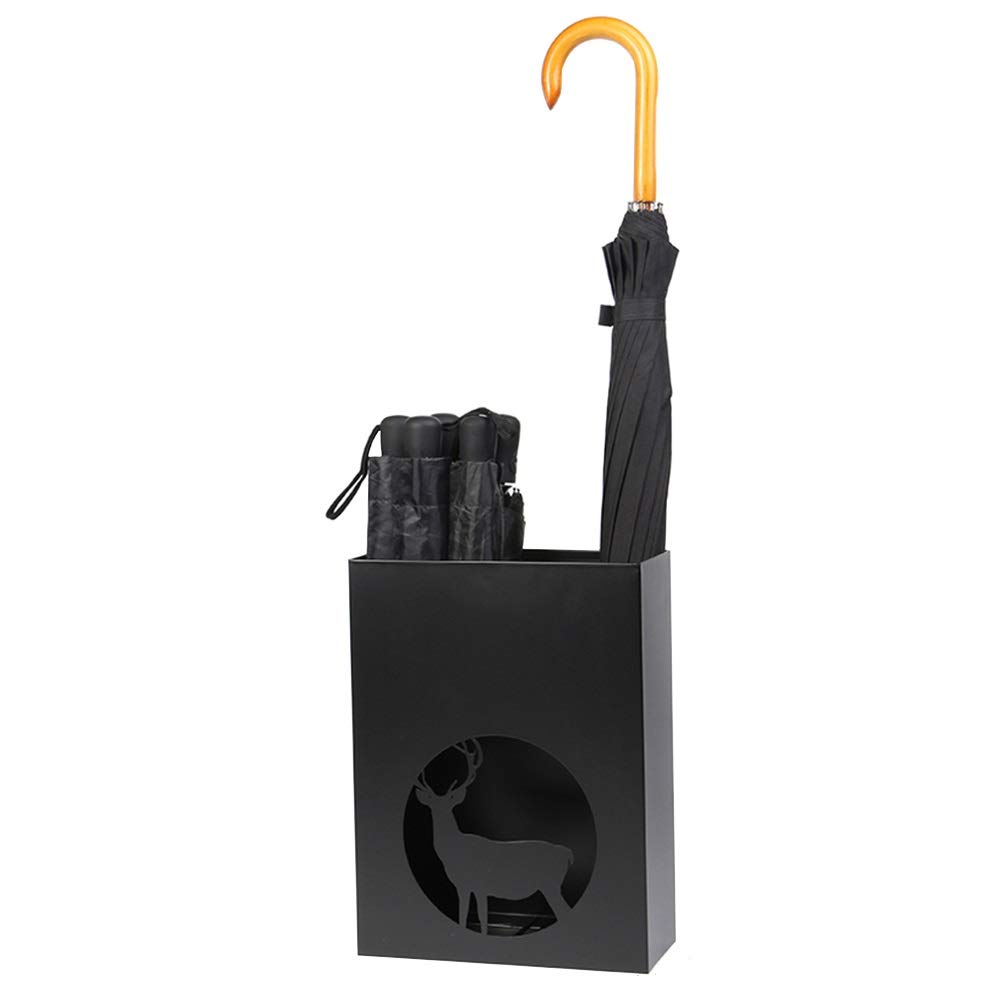 Porte-parapluie en métal noir pour entrée et couloir