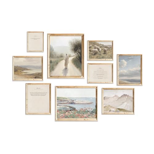 TWNSLLA Christian Wall Art Set of 9,Classic Bible Verses Wall