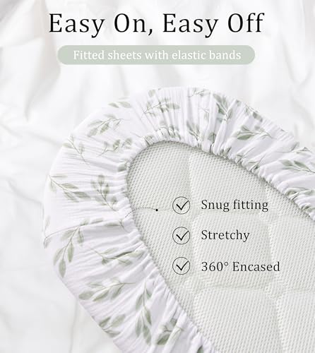 Image of TADO MUSLIN Organic Cotton Muslin Bassinet Sheets, 2 Pack - Soft, Breathable, Universal Fit for Oval, Rectangle & Hourglass Mattresses, Machine Washable, Neutral Colors for Baby Boys & Girls