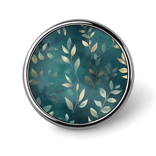 Broche ronde motif feuilles aquarelles durable bijou mariage et Saint-Valentin
