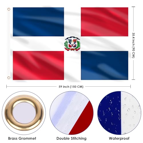 Image of AhfuLife Dominica Flag 3x5 Ft, Large Dominica Flags for Outside - Double Side with Brass Eyelets for Sports Events National Day Party Bar Garden Decoration Indoor Outdoor