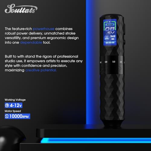 Stencil Drucker Set - Tattoo Drucker mit 6 Hüben 2,5–4,8mm Tattoo Maschine, 1600mAh Stromversorgung, 20 Stück Tattoo Nadeln für Tattoo Anfänger und Künstler