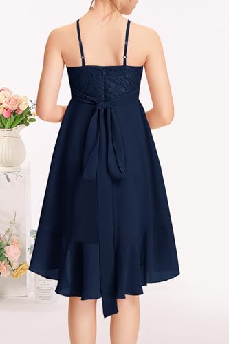 MITILLY Girls Lace Flower Ruffle Dress Chiffon Halter A Line High Low Flowy Junior Bridesmaid Dresses for Wedding Party4