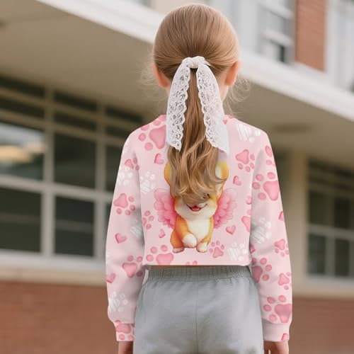 Sweatshirts for Girls Cropped Pullover Top Long Sleeve Crewneck Sweatshirt Tee Shirts Kids Teens Fall Clothes4
