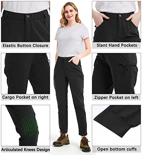 Women's Outdoor Hiking Pants Cargo Pockets Athletic Pants Quick Dry Upf 50+ Water-Resistant Pants For Women Camping Workout Black L #TOP3