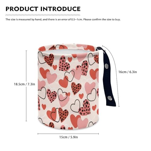 Image of Car Trash Can Valentine's Day Heart Collapsible Accessories Trash Can of Cars, Easy to Clean Car Garbage Accessory Car Interior Decoration