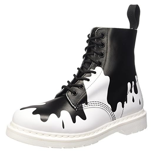Dr. Martens Pascal, Sandalias con Plataforma Unisex-Adulto, Multicolore White Soft T Black Pain, 40 EU