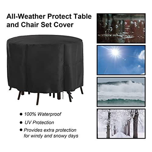 Jungda Round Patio Bar Height Table And Chair Cover 90 Inch,Outdoor Round Tall High Patio Table Cover For Patio Round Furniture - 90 X 43 Inch #TOP4