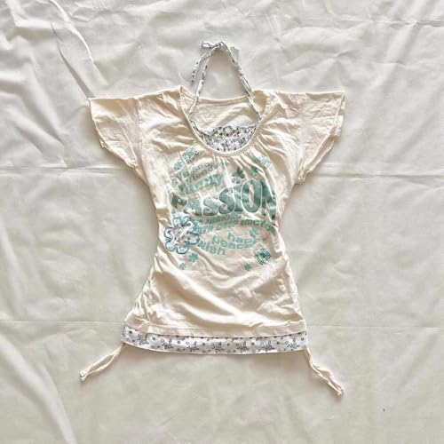 Image of Kawaii Cutecore Harajuku Y2k 2000s Tops Summer Preppy Aesthetic Alt Goth Emo Short Sleeve Graphic Tees