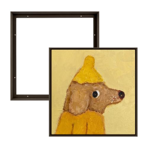 Image of Floater Frame for 10x10 Canvas Paintings,0.9 inch Deep,Walnut Woodgrain