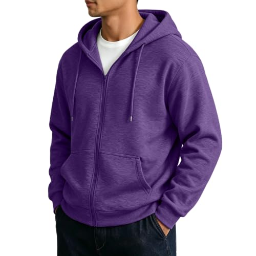Generisch Herren Fleece Kapuzenjacke Reißverschluss Kängurutasche