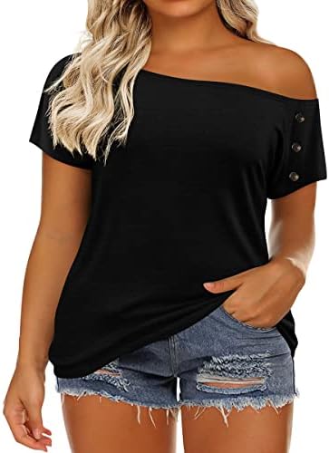TIYOMI Plus Size Off The Shoulder Tops for Women Strappy Cold Shoulder Sexy Summer Tunic Blouses