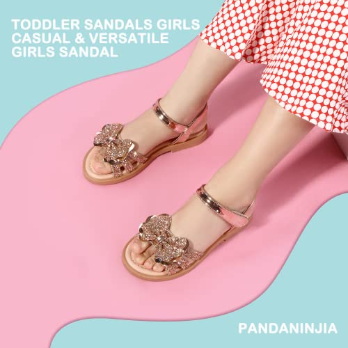 Pandaninjia Girls Sandals Toddler/Little Kid/Big Kid Open Toe Cute Bow Flats Dress Sandals Summer Shoes thumb #1
